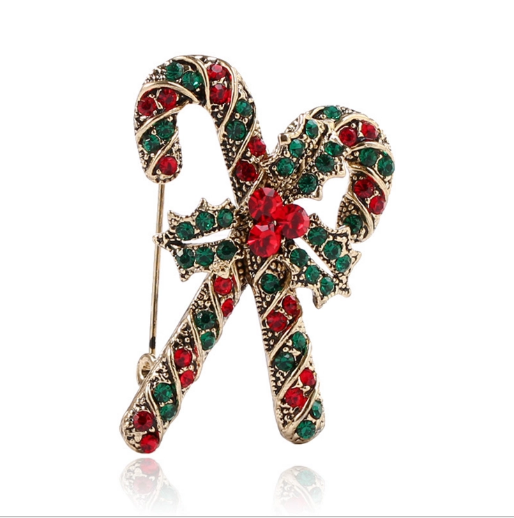 Hot style popular New Year clothes and decorations creative Christmas cane brooch happy new year brooch