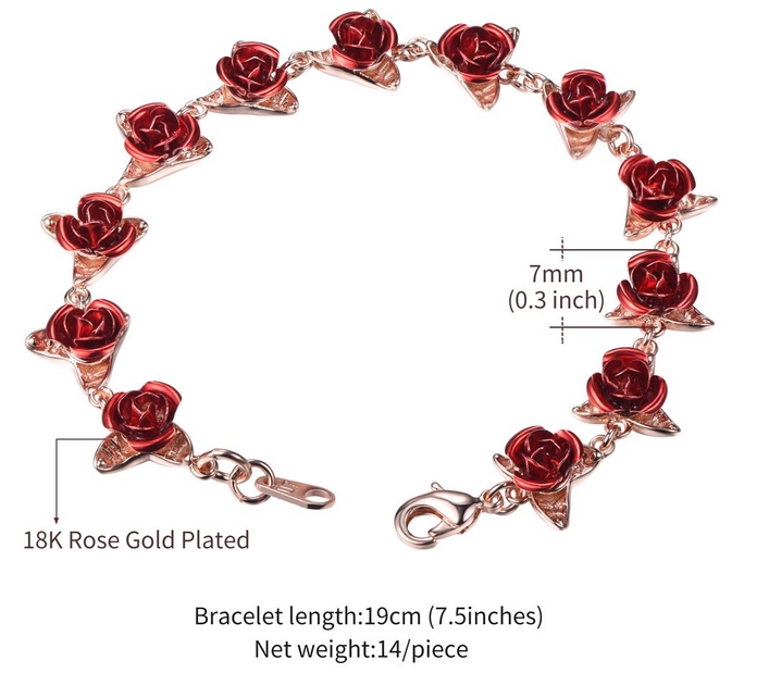 Jewelry Personalized Bracelet Copper Jewelry Dozen Rose Bracelet for Woman