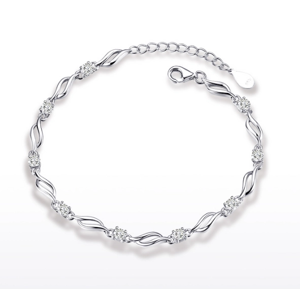 China Korean Style Sterling Silver Diamonds Bracelet Bangle Manufacturer in China fabricante
