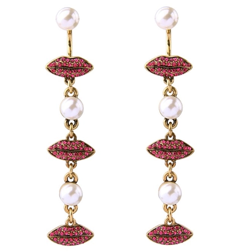 China Long Pendant Designs Pearl Pink Lip shaped Pearl Earrings manufacturer China manufacturer