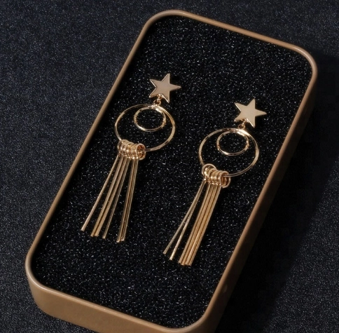 Low MOQ Fashion Alloy Long Tassel Drop Earrings Wholesale