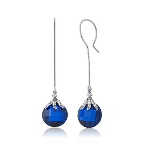 New Style Blue Sapphire 925 Sterling Silver Dangle Earrings For Women