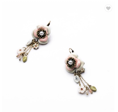 New Styles Ceramic Flower Antique Triangle Drop Earrings for Women Perfect Valentine's Day Gifts