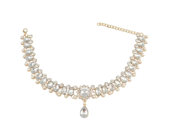 Pearl Jewelry Chain, Flower Women Choker Necklace Accessory, Rhinestone Pendant Chain as Gift