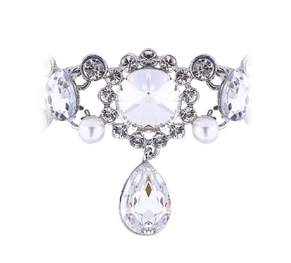 Pearl Jewelry Chain, Flower Women Choker Necklace Accessory, Rhinestone Pendant Chain as Gift