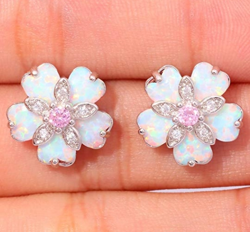 Pink Topaz Zircon Rhodium Plated for Women Jewelry Gemstone Stud Earrings 15mm