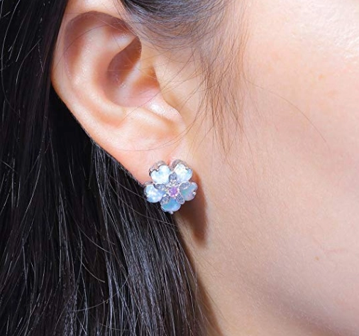 Pink Topaz Zircon Rhodium Plated for Women Jewelry Gemstone Stud Earrings 15mm