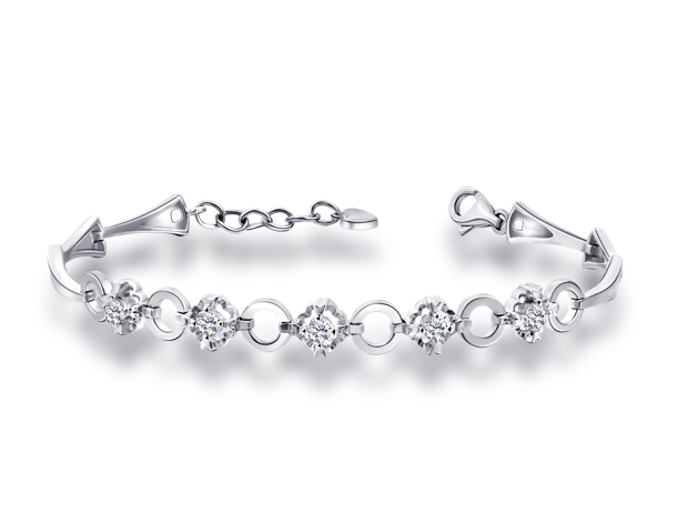 Professional Supplier 18K White Gold Diamonds 4C Bracelet Bangle for Woman