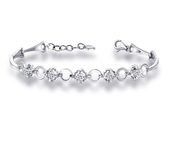 Professional Supplier 18K White Gold Diamonds 4C Bracelet Bangle for Woman