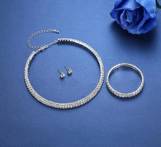 China Silver Color Circle Crystal Bridal Jewelry Sets African Beads Rhinestone Wedding Necklace Earrings Bracelet Sets fabricante