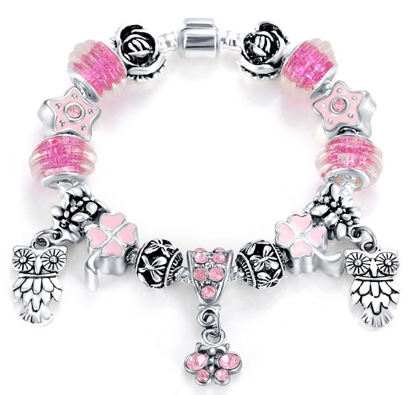 Silver Plated Brass Heart Bead Pearl Charm Bracelet for Women Original DIY Beads China Jewelry Factory