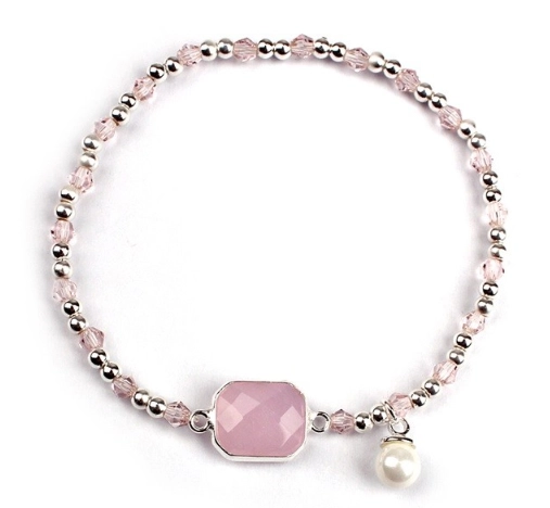 China Trendy Simple Style Natural Pink Birthstone Pearl Charm Glass Bead Bracelet For Female manufacturer