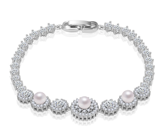 China Wholesale Hot Fashion Korean Exquisite Elegant Women Bridal White Pearl Wedding Bracelet manufacturer