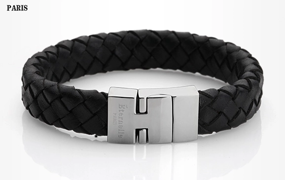 wholesale custom fashion magnetic clasp handmade genuine mens leather bracelet manufacturer China
