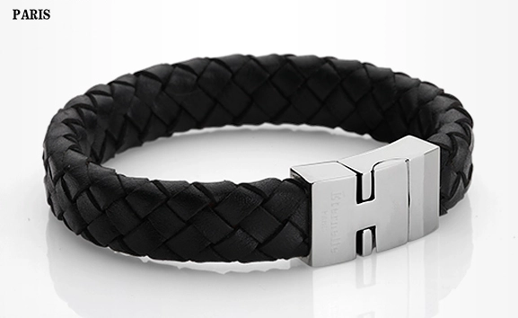 wholesale custom fashion magnetic clasp handmade genuine mens leather bracelet manufacturer China