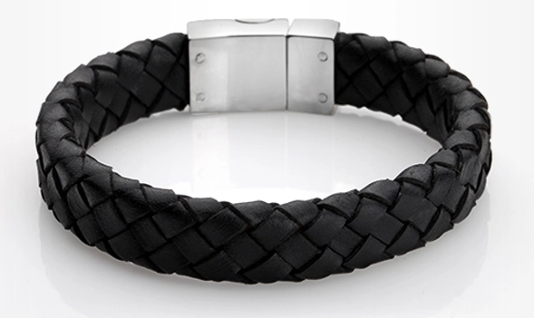 wholesale custom fashion magnetic clasp handmade genuine mens leather bracelet manufacturer China