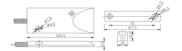 Overhead mounted door contact sensor for alarm system PY-c60