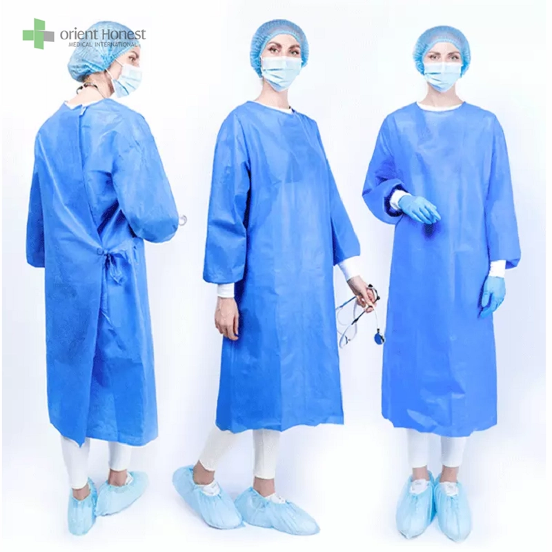 China Einweg-verstärktes chirurgisches Kleid mit gestrickten Manschetten medizinischem Hersteller ISO13485 CE FDA Hersteller