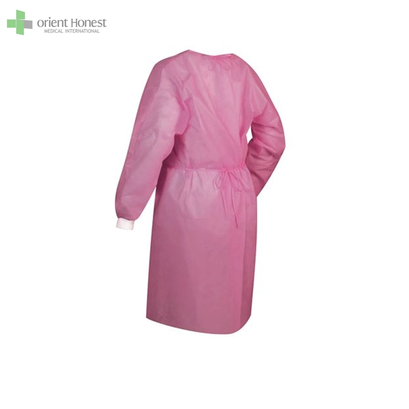Rosa Einweg-Isolationskleider, Vliesstrickmanschetten, 50 / pk