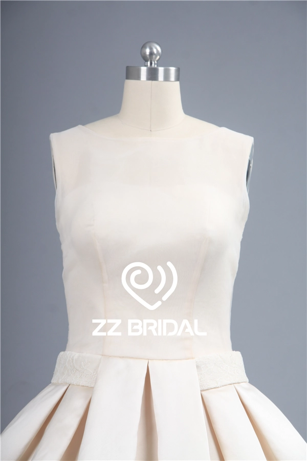Satynowa tkanina v-back organza suknia balowa suknia nago krótki wieczór