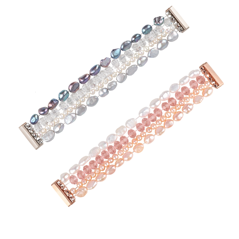 CBFV20 Urok Elastyczne Handmade Pearl Koraliki Biżuteria Wrist Watch Pasek dla Fitbit Versa 3 Sense