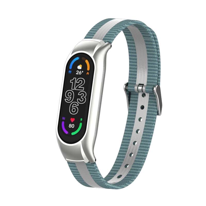 CBXM7-13 عاكسة التمويه الدنيم قماش القماش حزام فرقة الشريط ل Xiaomi Mi Band 7 6 5