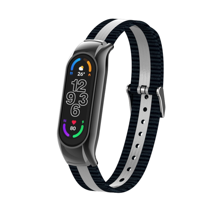 CBXM7-13 عاكسة التمويه الدنيم قماش القماش حزام فرقة الشريط ل Xiaomi Mi Band 7 6 5