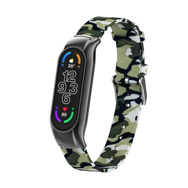 CBXM7-13 عاكسة التمويه الدنيم قماش القماش حزام فرقة الشريط ل Xiaomi Mi Band 7 6 5