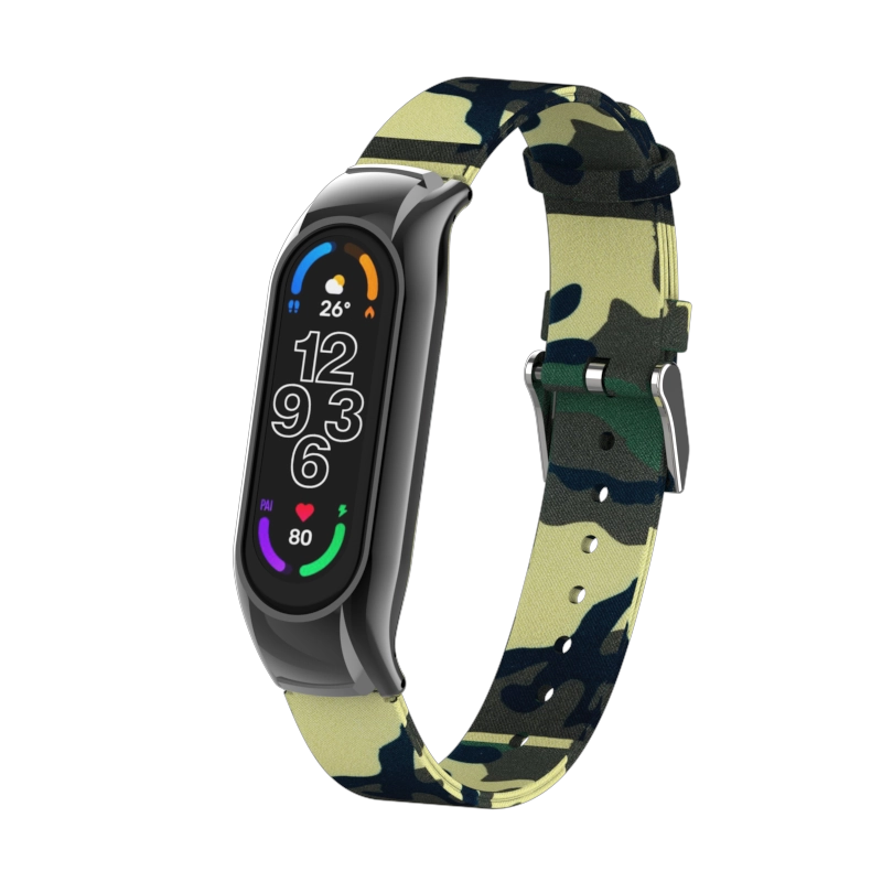 CBXM7-13 عاكسة التمويه الدنيم قماش القماش حزام فرقة الشريط ل Xiaomi Mi Band 7 6 5