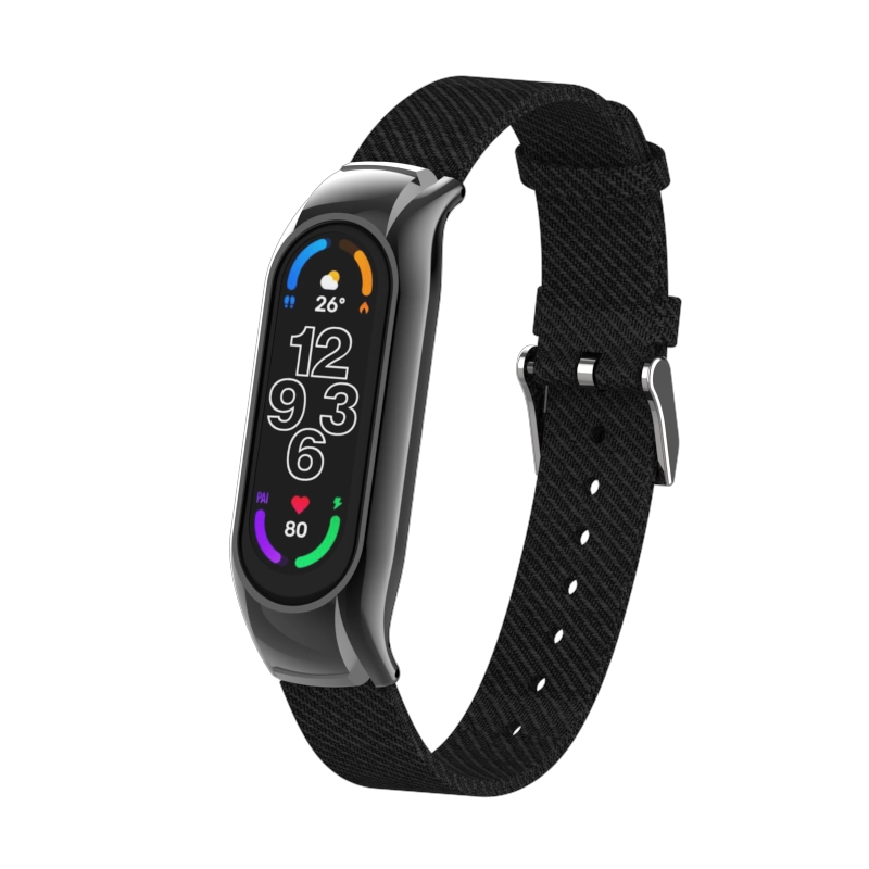 CBXM7-13 عاكسة التمويه الدنيم قماش القماش حزام فرقة الشريط ل Xiaomi Mi Band 7 6 5