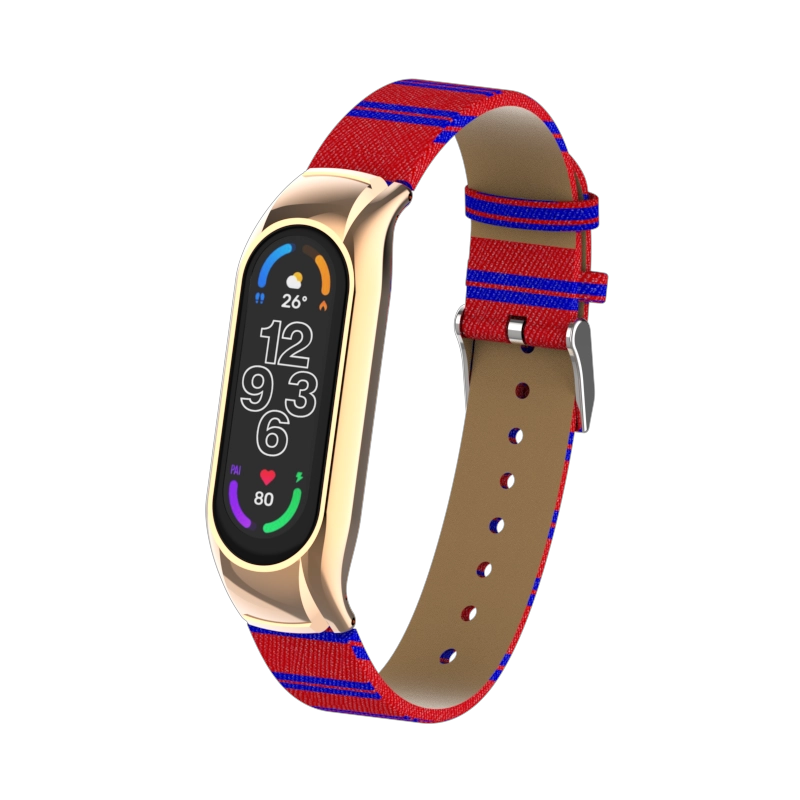 CBXM7-23 Correa de la banda de vigilancia de cuero PU de lujo para Xiaomi Mi Band 7