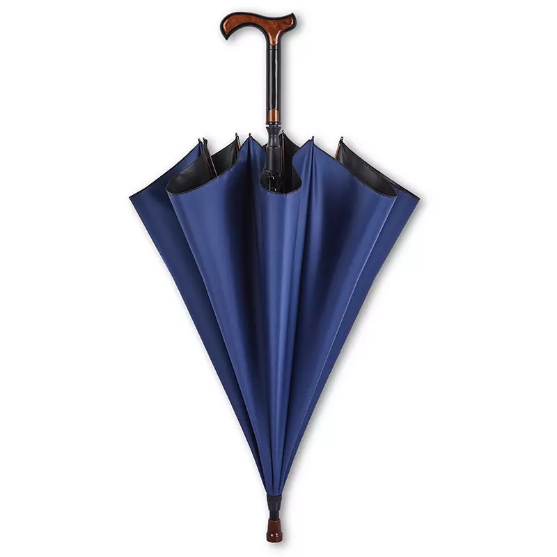 Straight Windproof Umbrella with Walking Stick