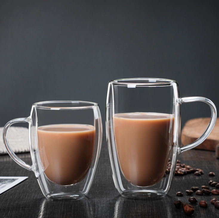 8oz 12oz Double Wall Glass Coffee Mugs 16 oz Clear Glass Coffee Mugs With Handle