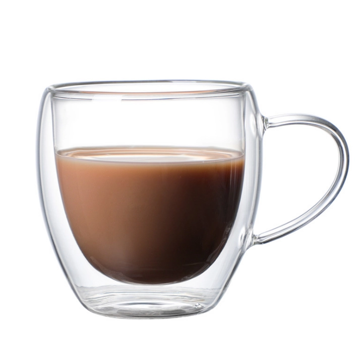 8oz 12oz Double Wall Glass Coffee Mugs 16 oz Clear Glass Coffee Mugs With Handle