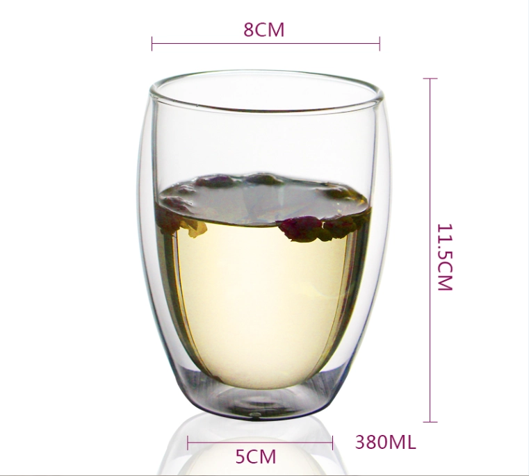 Double Wall Cups Glass 12oz Insulated Thermal Glasses For Tea, Coffee, Latte, Cappucino, Cafe, Milk