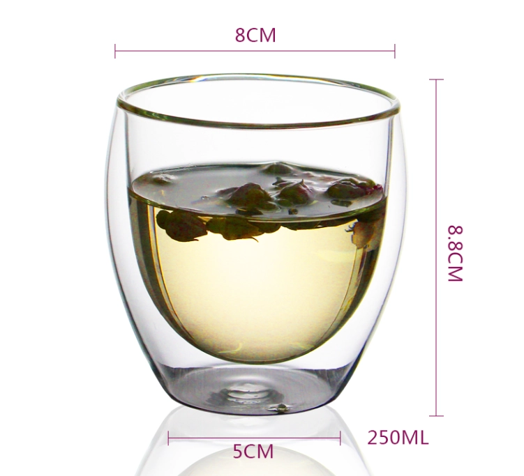Double Wall Cups Glass 12oz Insulated Thermal Glasses For Tea, Coffee, Latte, Cappucino, Cafe, Milk