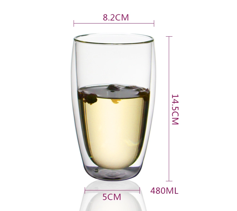 Double Wall Cups Glass 12oz Insulated Thermal Glasses For Tea, Coffee, Latte, Cappucino, Cafe, Milk