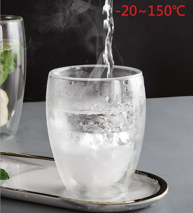 Double Wall Cups Glass 12oz Insulated Thermal Glasses For Tea, Coffee, Latte, Cappucino, Cafe, Milk