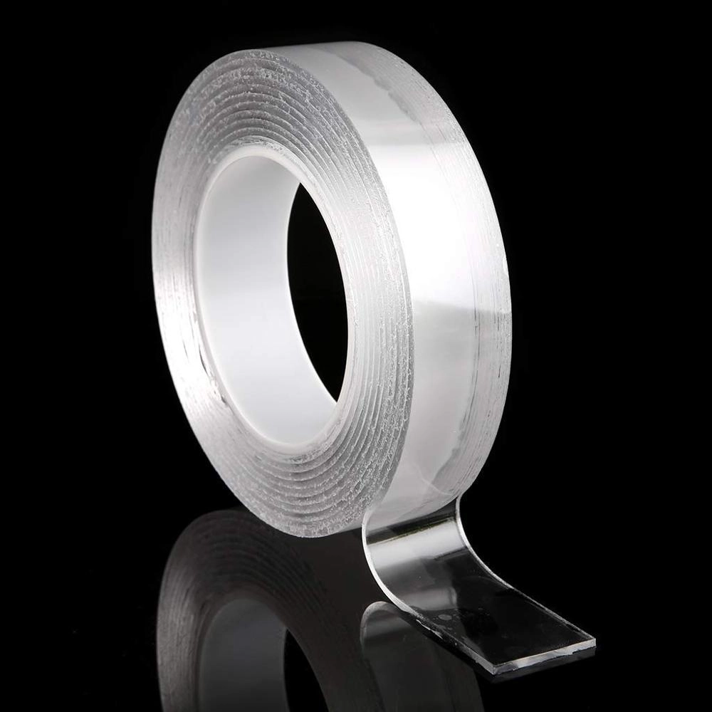 Adhesivo de doble cara Super claro 30 mm Lavable reutilizable Sin residuos Nano Waterpoof Grip Tape para gancho, cocina, baño