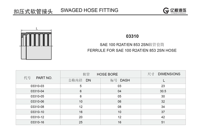 03310 FERRULE FÜR SAE100R2AT oder EN 853 2SN SCHLAUCH