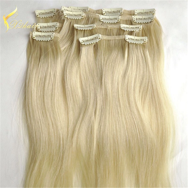 Factory Supplier bleach blonde color clip in human hair extensions