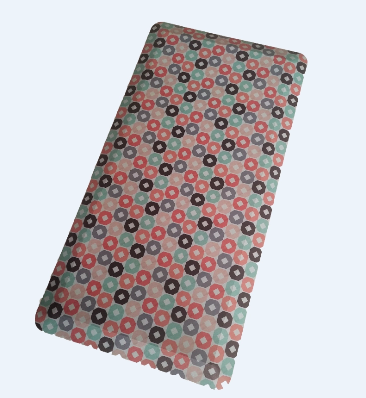 Non-slip mat in leather with PVC coating and print