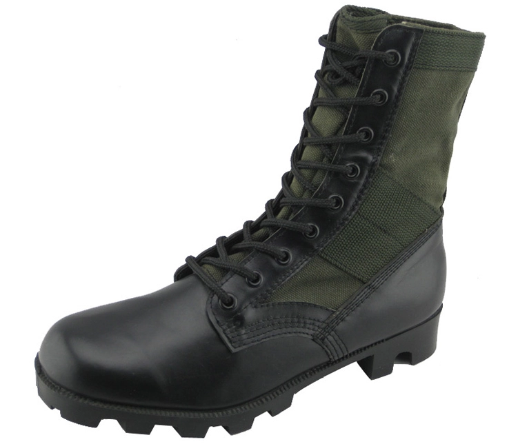 China vulkanisierte echt Leder und Stoff Männer-Armee-Dschungel Stiefel Hersteller vulkanisierte echt Leder und Stoff Männer-Armee-Dschungel Stiefel
